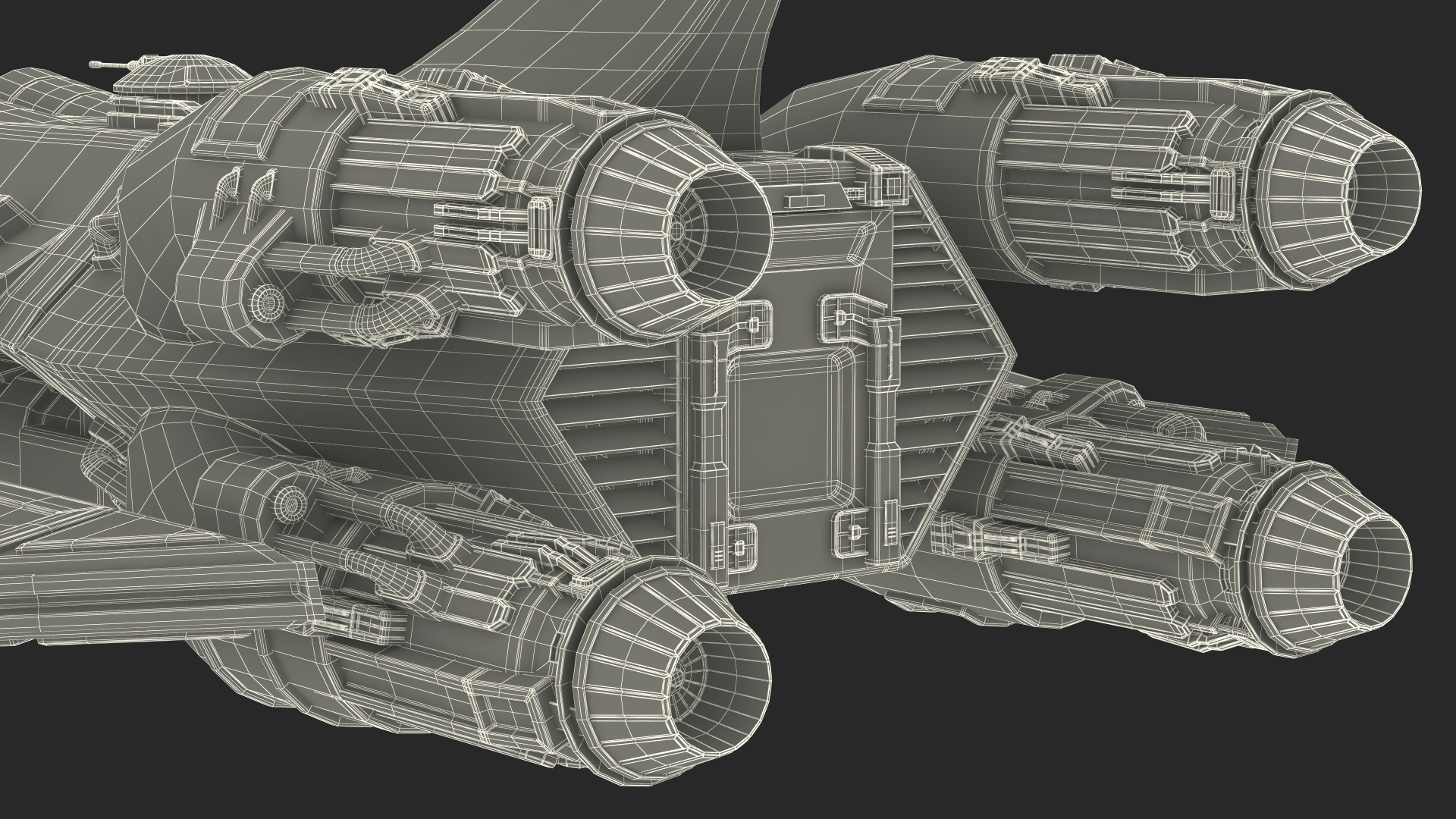 Sci-Fi Space Fighter Craft Black 3D