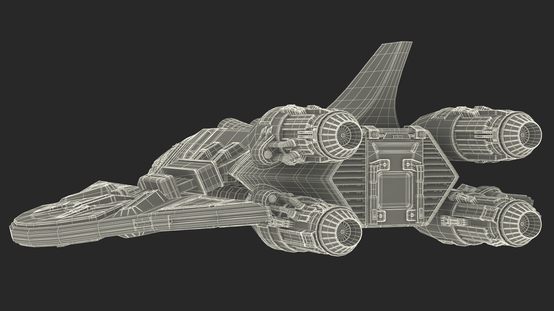 Sci-Fi Space Fighter Craft Black 3D