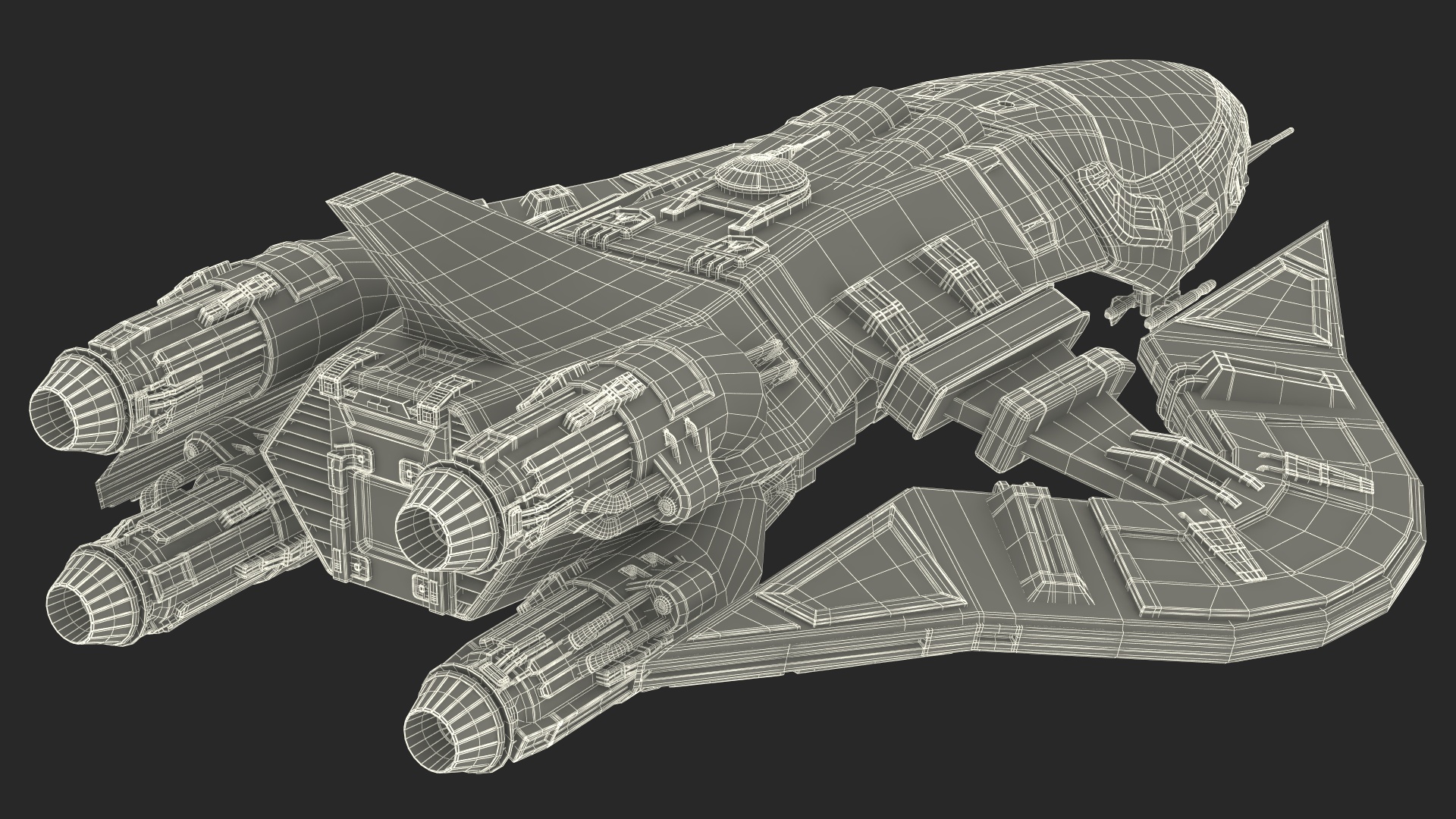 Sci-Fi Space Fighter Craft Black 3D