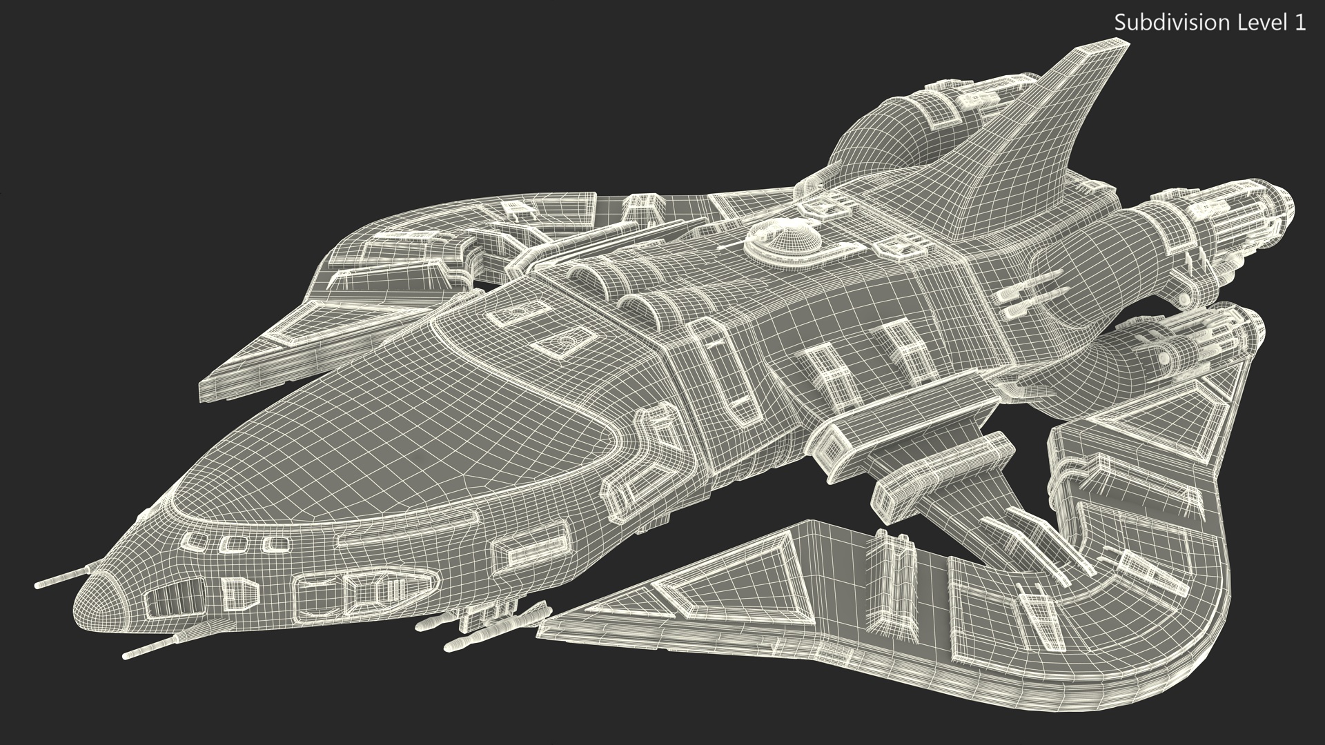 Sci-Fi Space Fighter Craft Black 3D