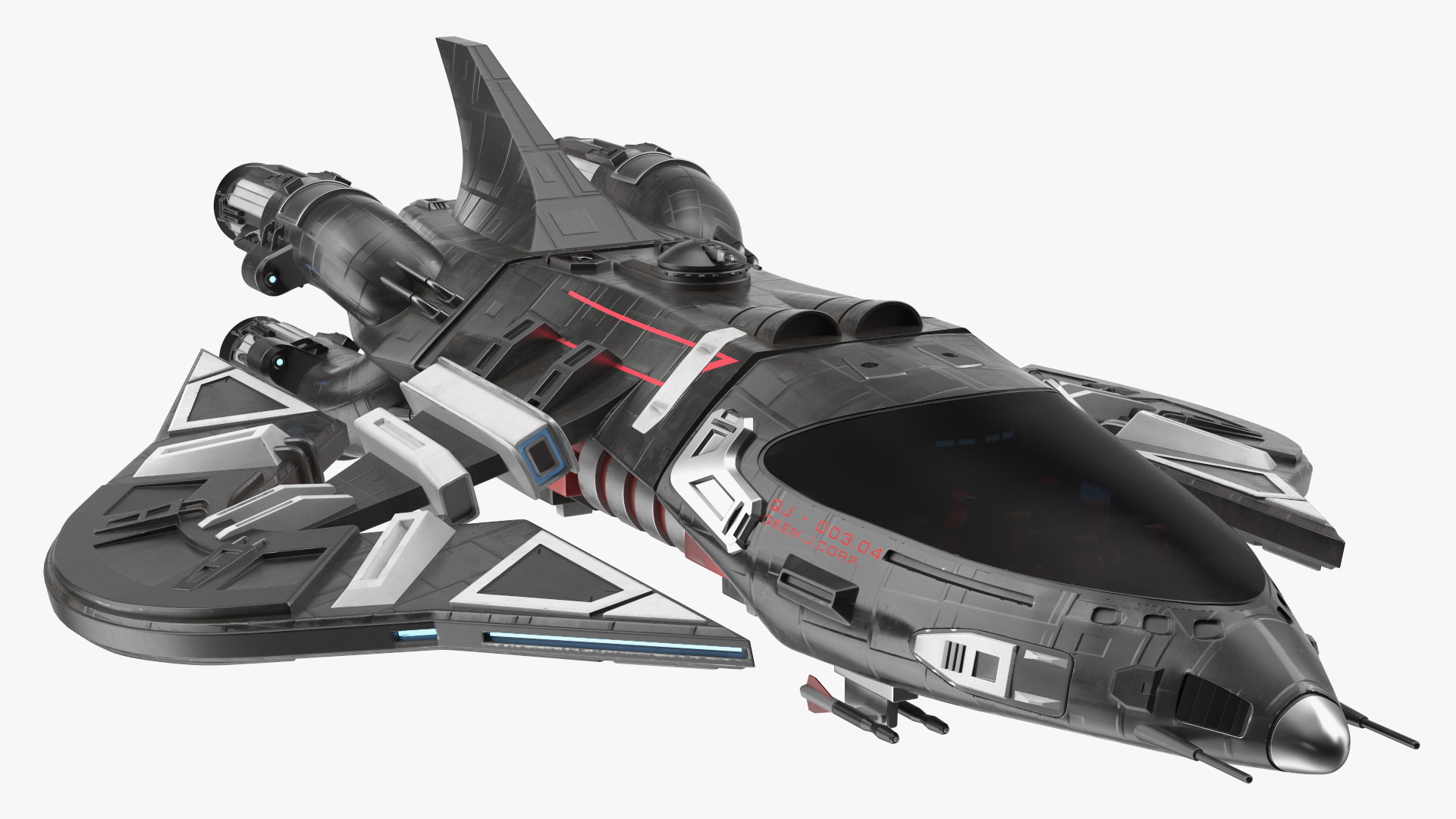 Sci-Fi Space Fighter Craft Black 3D