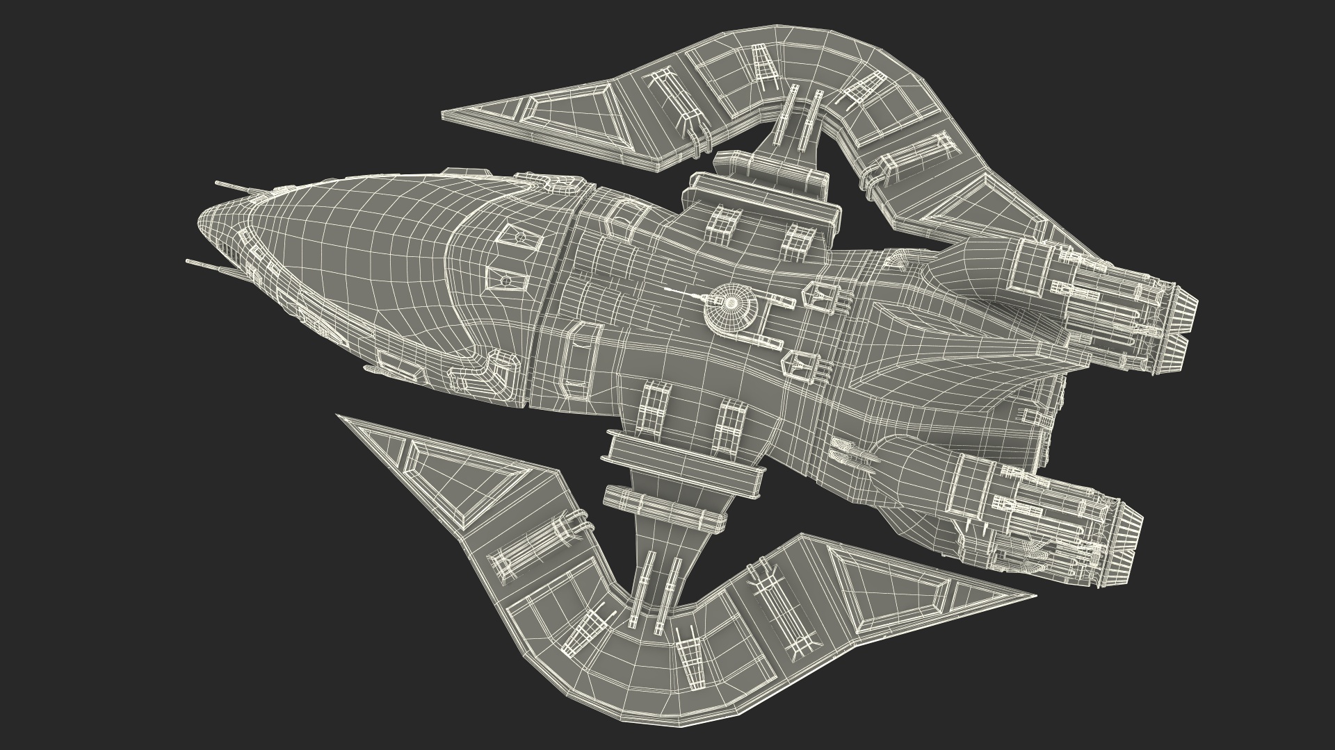 Sci-Fi Space Fighter Craft Black 3D