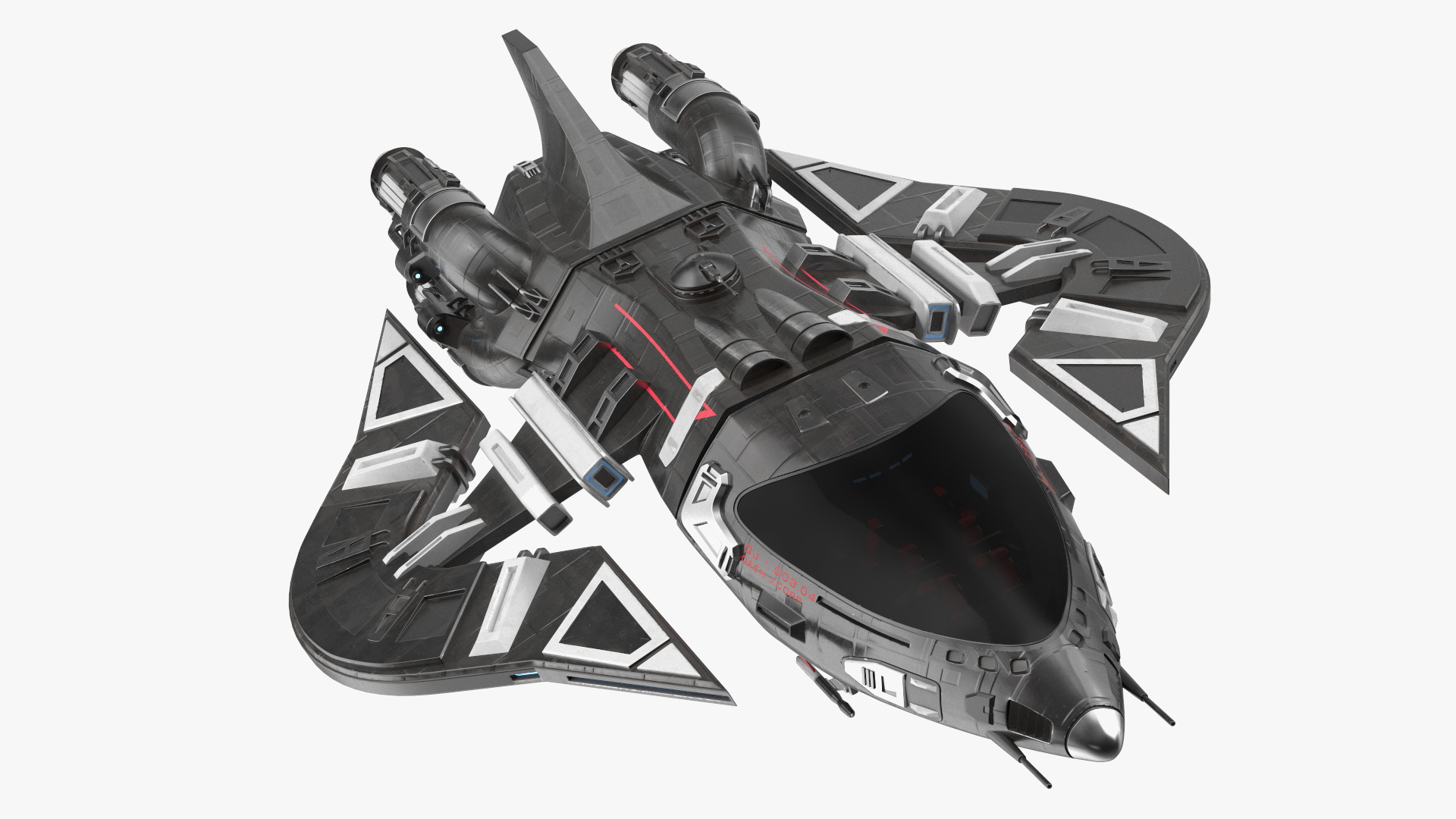 Sci-Fi Space Fighter Craft Black 3D