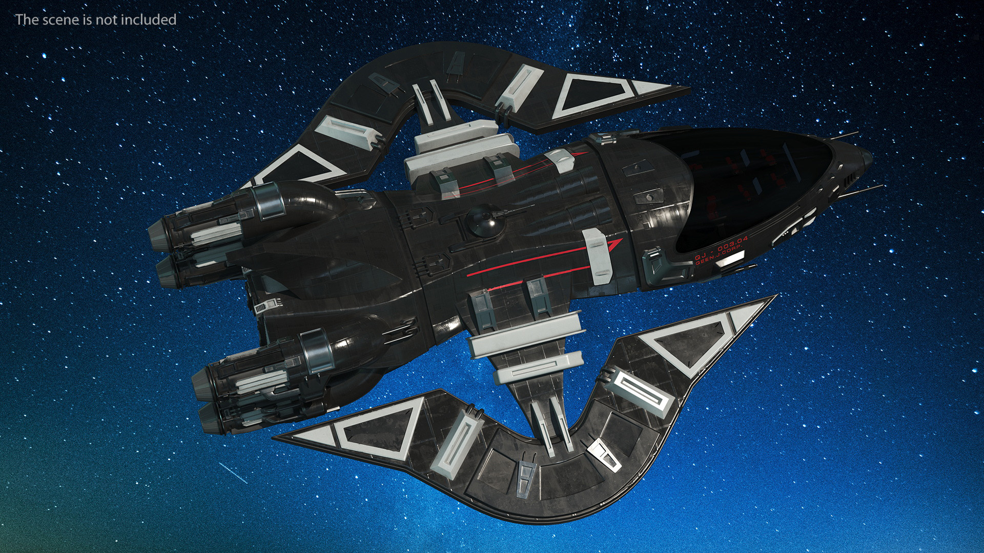 Sci-Fi Space Fighter Craft Black 3D