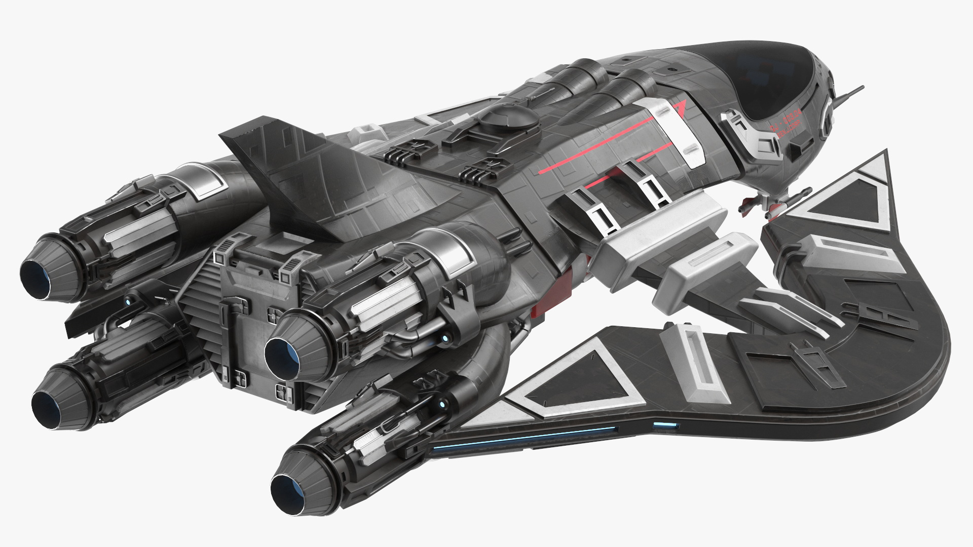 Sci-Fi Space Fighter Craft Black 3D