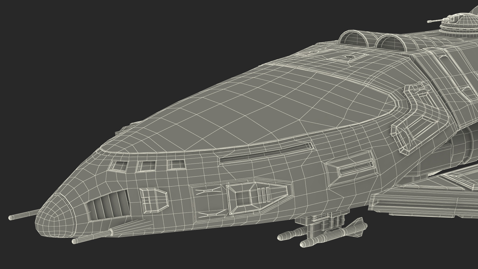 Sci-Fi Space Fighter Craft Black 3D