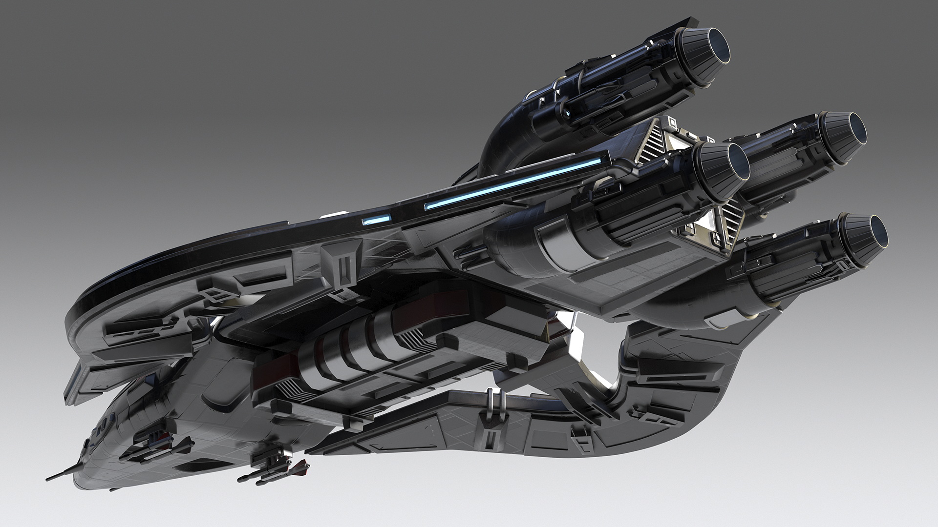 Sci-Fi Space Fighter Craft Black 3D