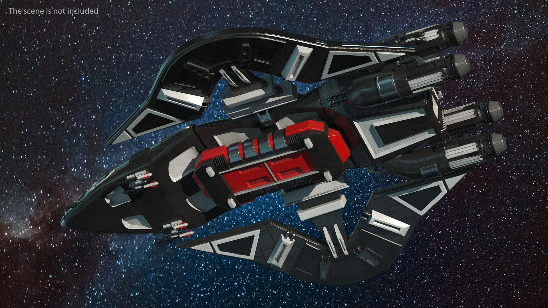 Sci-Fi Space Fighter Craft Black 3D