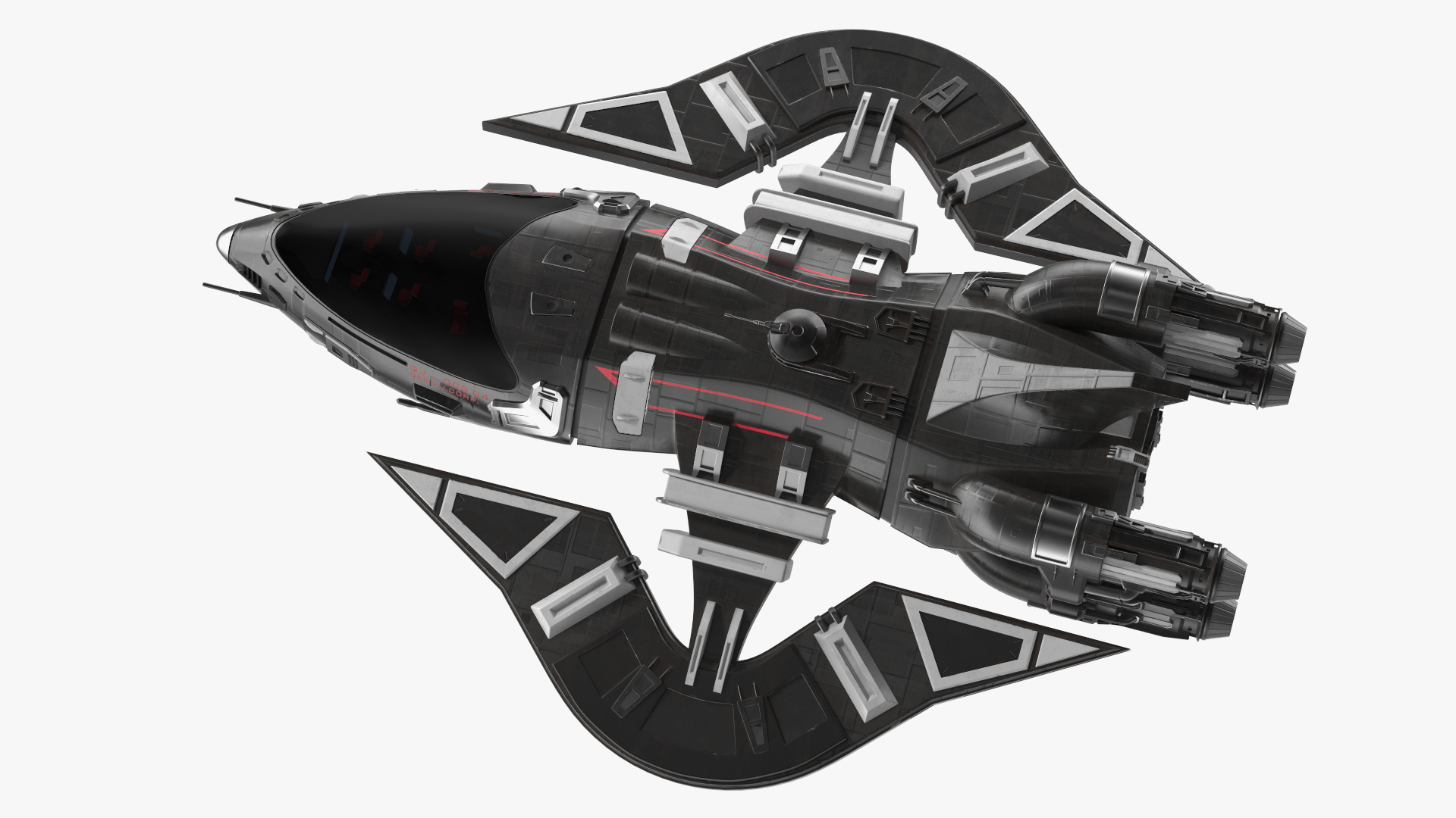 Sci-Fi Space Fighter Craft Black 3D