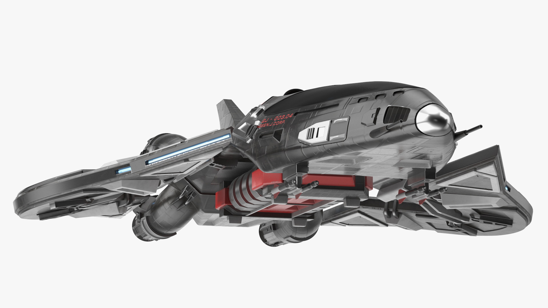 Sci-Fi Space Fighter Craft Black 3D