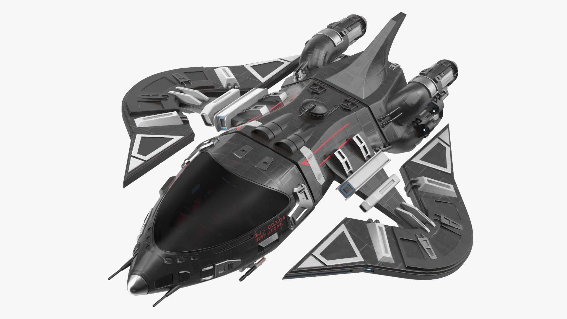 Sci-Fi Space Fighter Craft Black 3D