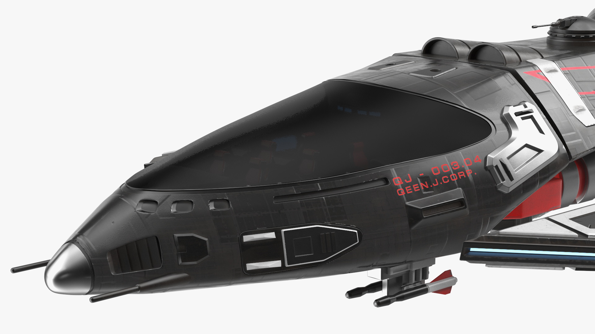 Sci-Fi Space Fighter Craft Black 3D