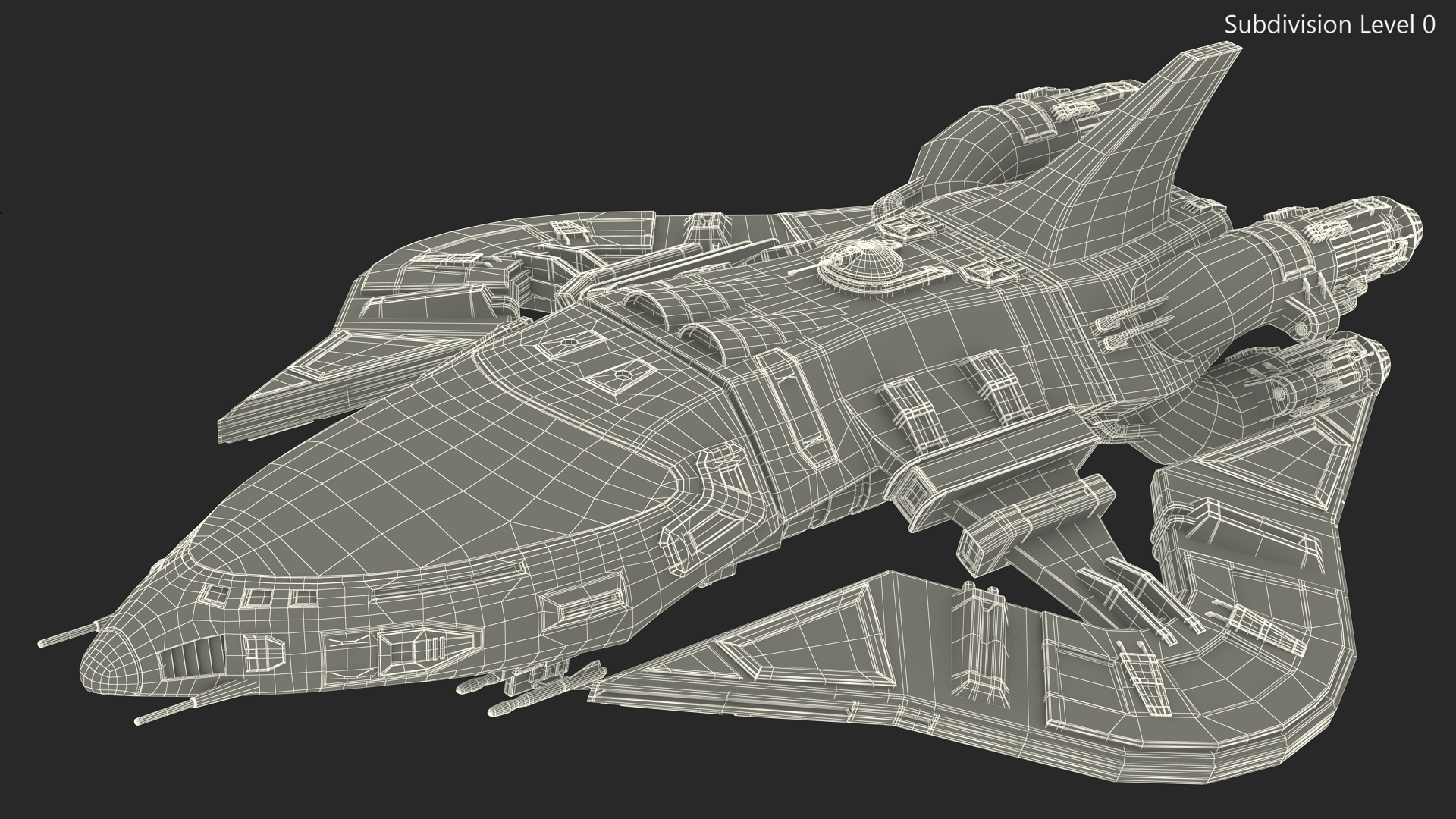 Sci-Fi Space Fighter Craft Black 3D