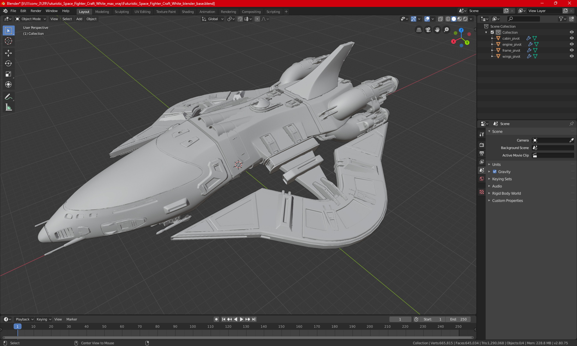 Sci-Fi Space Fighter Craft Black 3D