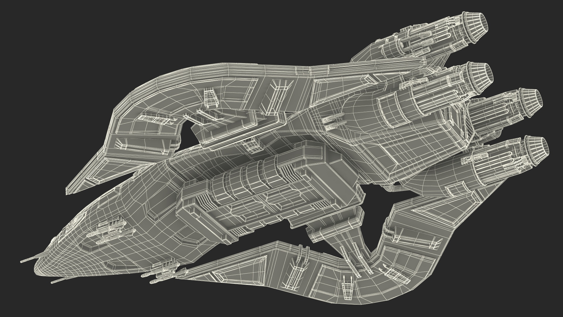 Sci-Fi Space Fighter Craft Black 3D