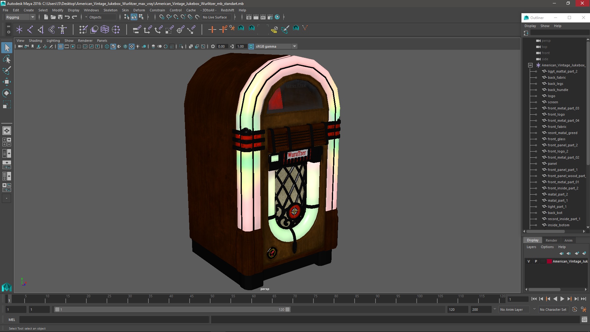 American Vintage Jukebox Wurlitzer 3D model