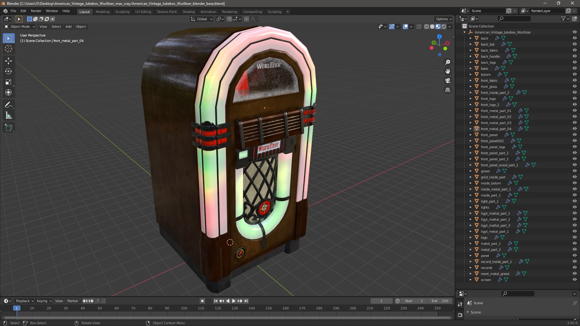 American Vintage Jukebox Wurlitzer 3D model