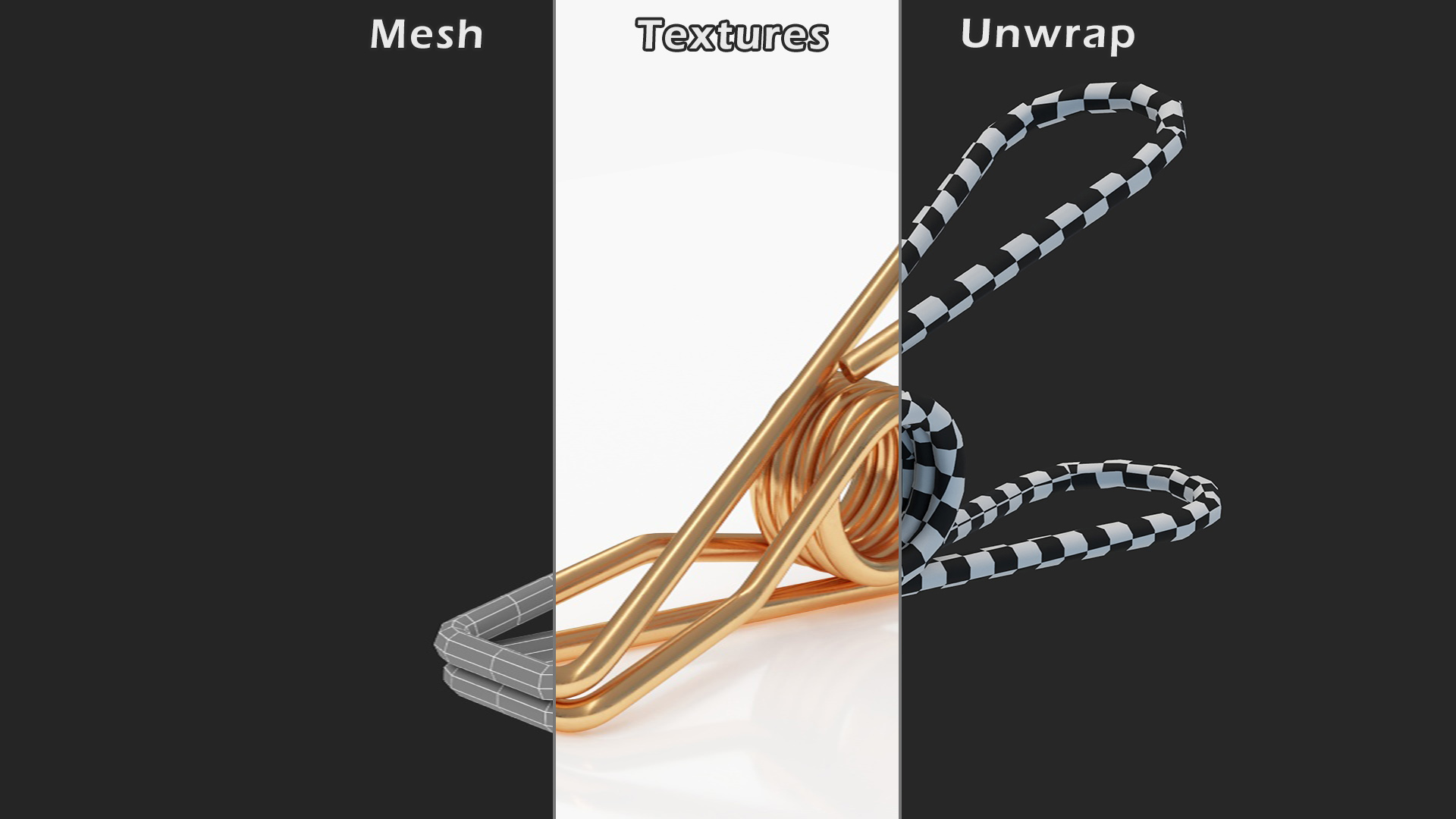Steel Clothes Peg Bronze 3D model