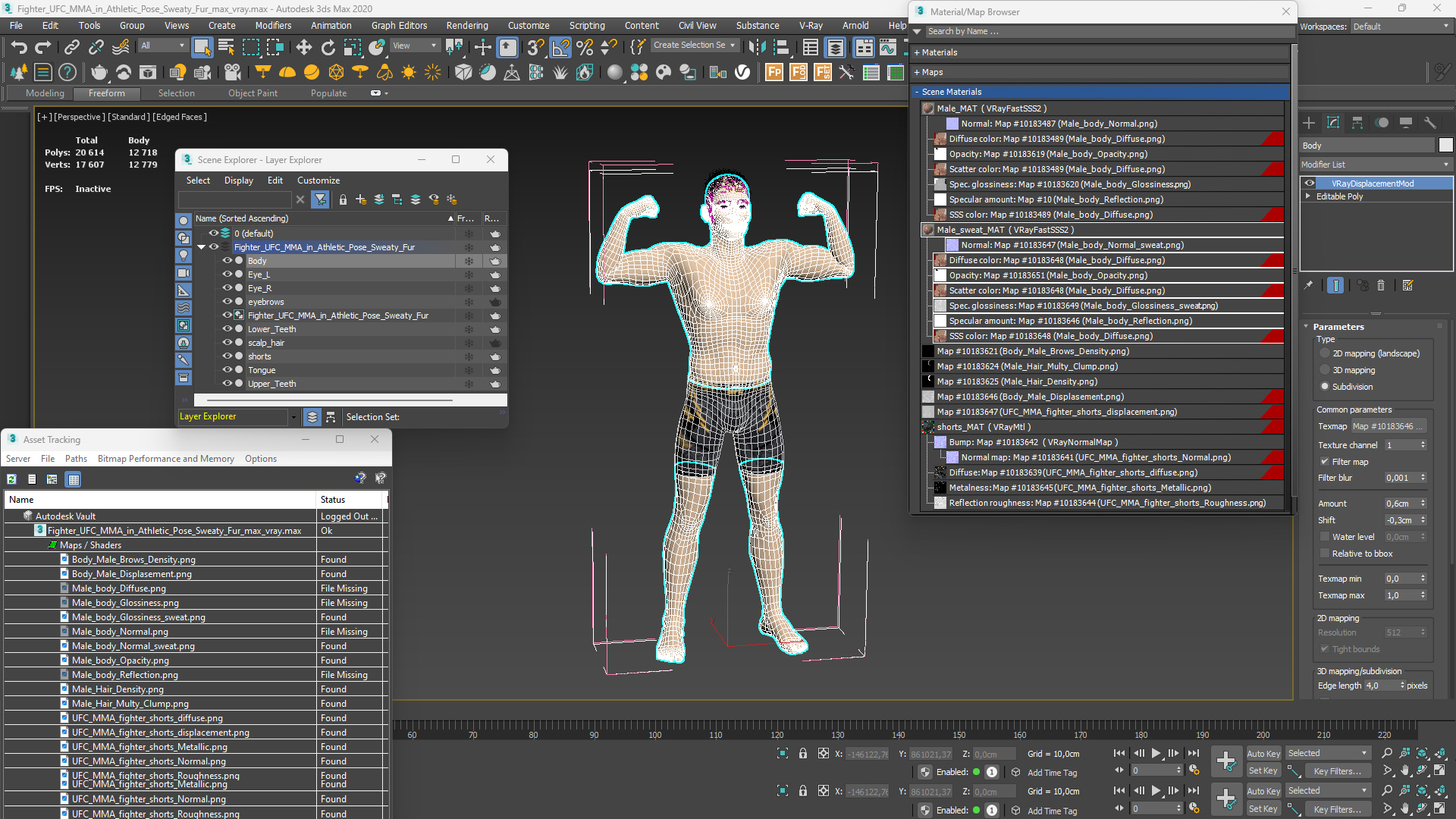 3D Fighter UFC MMA in Athletic Pose Sweaty Fur model