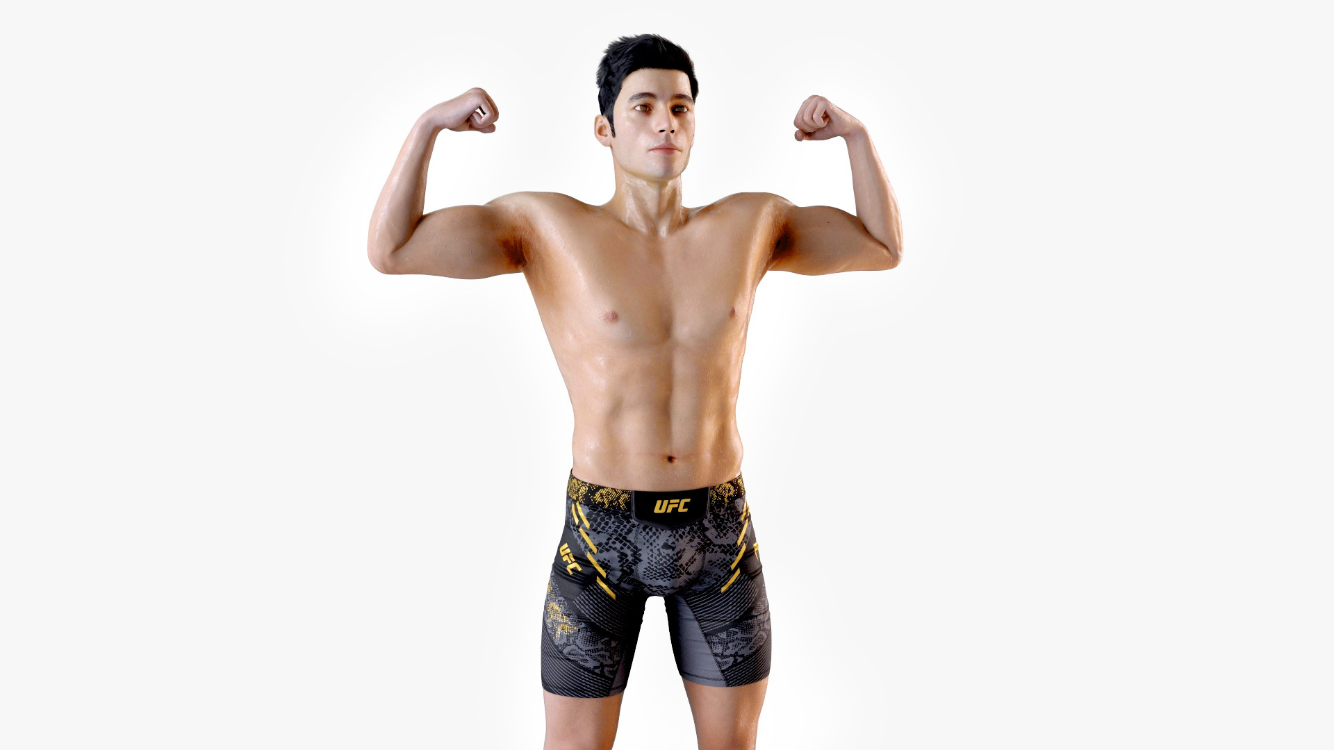 3D Fighter UFC MMA in Athletic Pose Sweaty Fur model