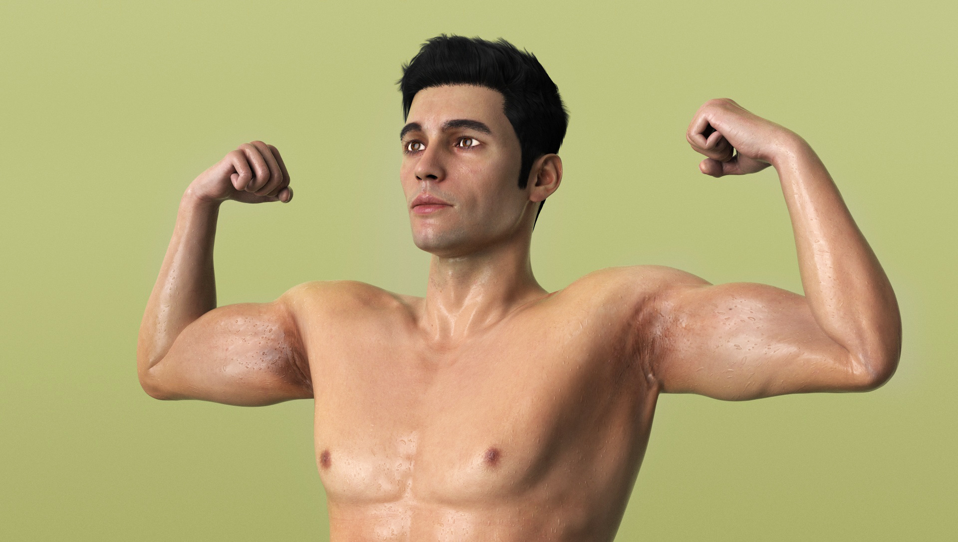 3D Fighter UFC MMA in Athletic Pose Sweaty Fur model