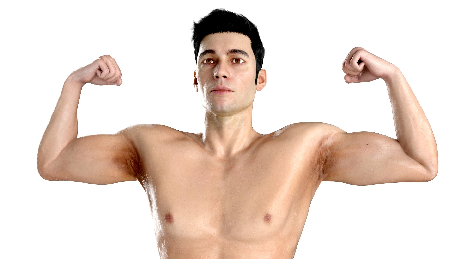 3D Fighter UFC MMA in Athletic Pose Sweaty Fur model