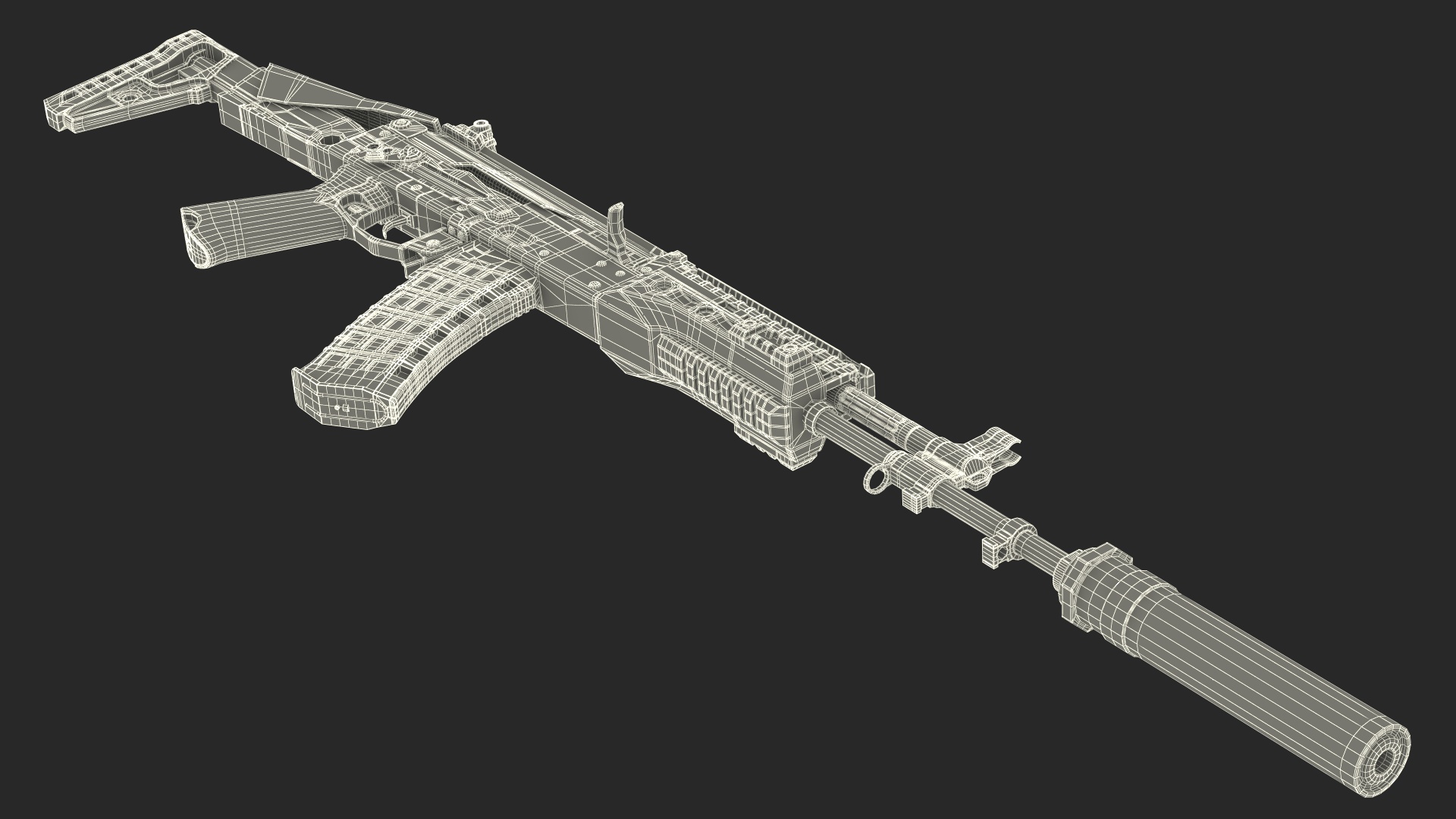 3D Shabby AK-12 Silenced Assault Weapon