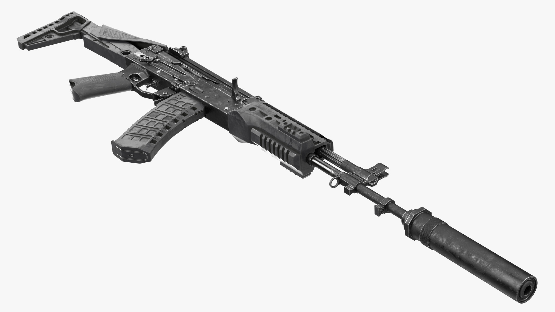 3D Shabby AK-12 Silenced Assault Weapon