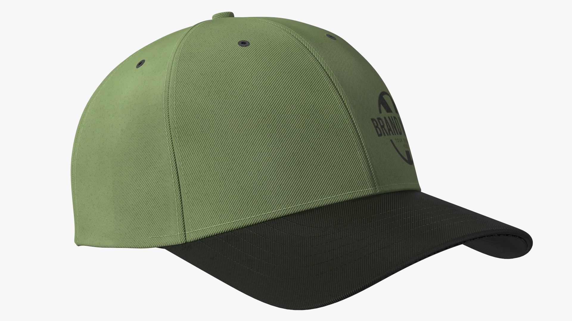 3D Cap Cotton Olive Black Your Brand model