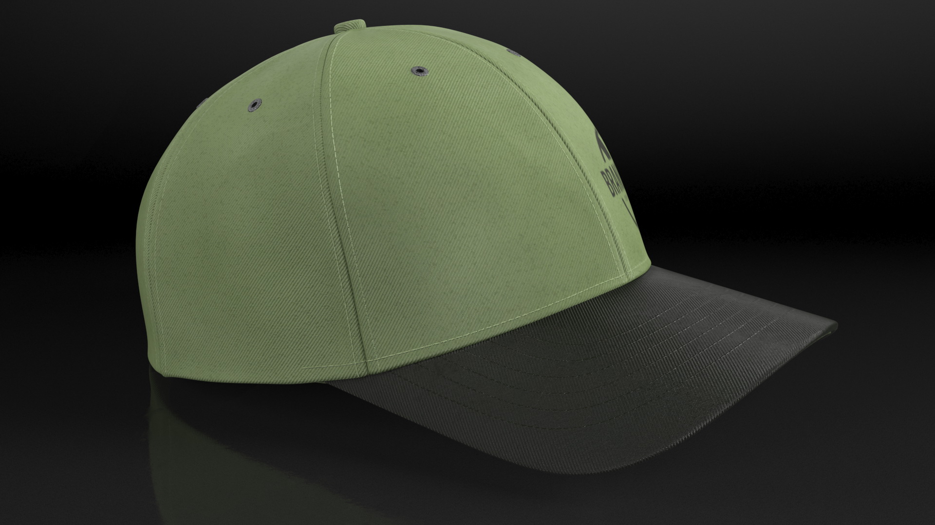 3D Cap Cotton Olive Black Your Brand model
