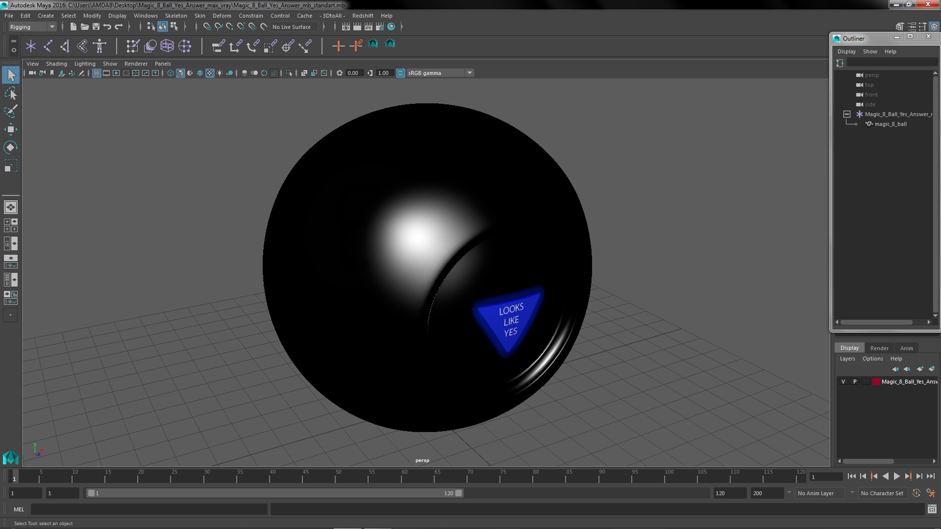 3D Magic 8 Ball Yes Answer model