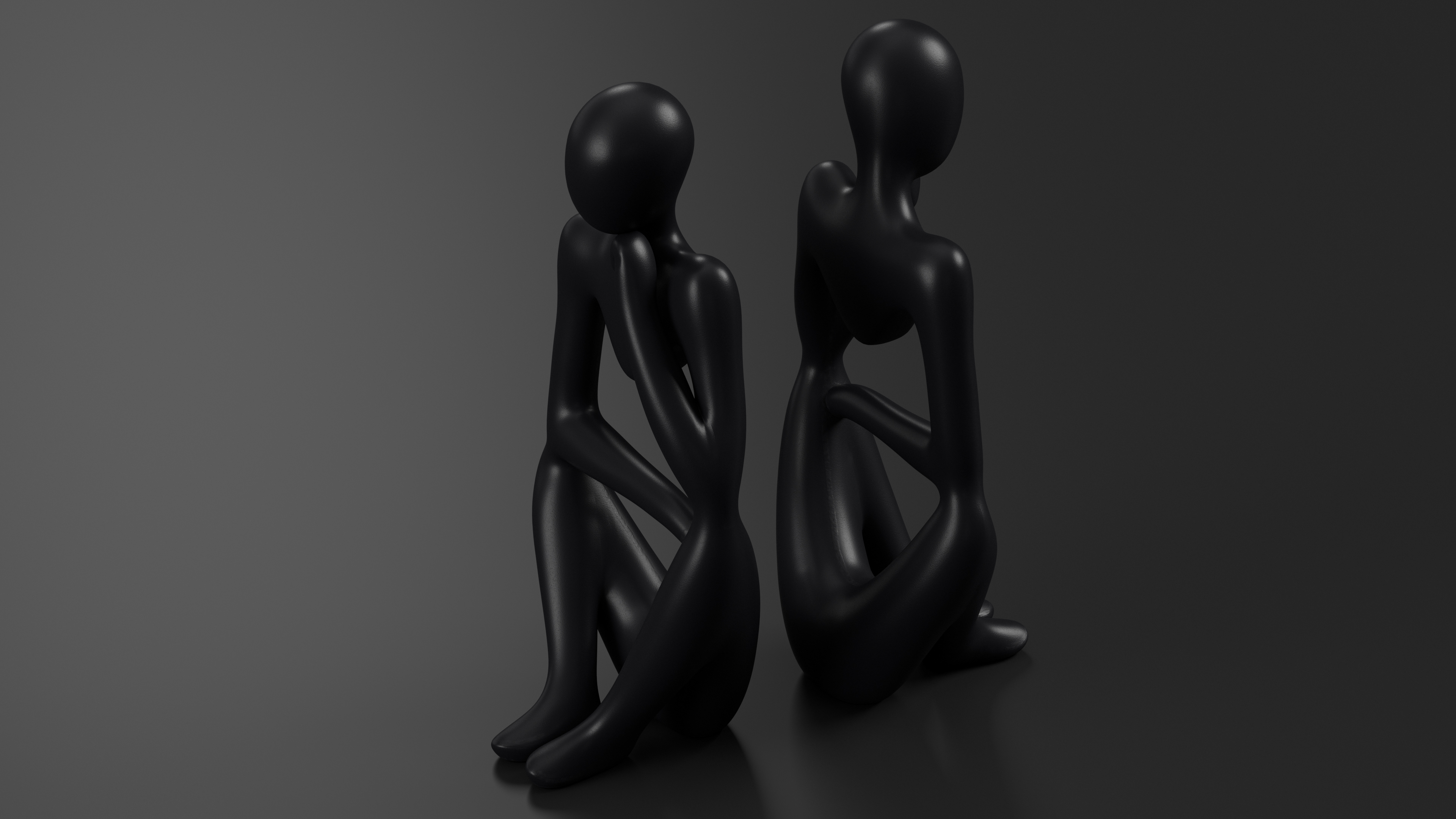 3D model Artistic Human Sculpture Black