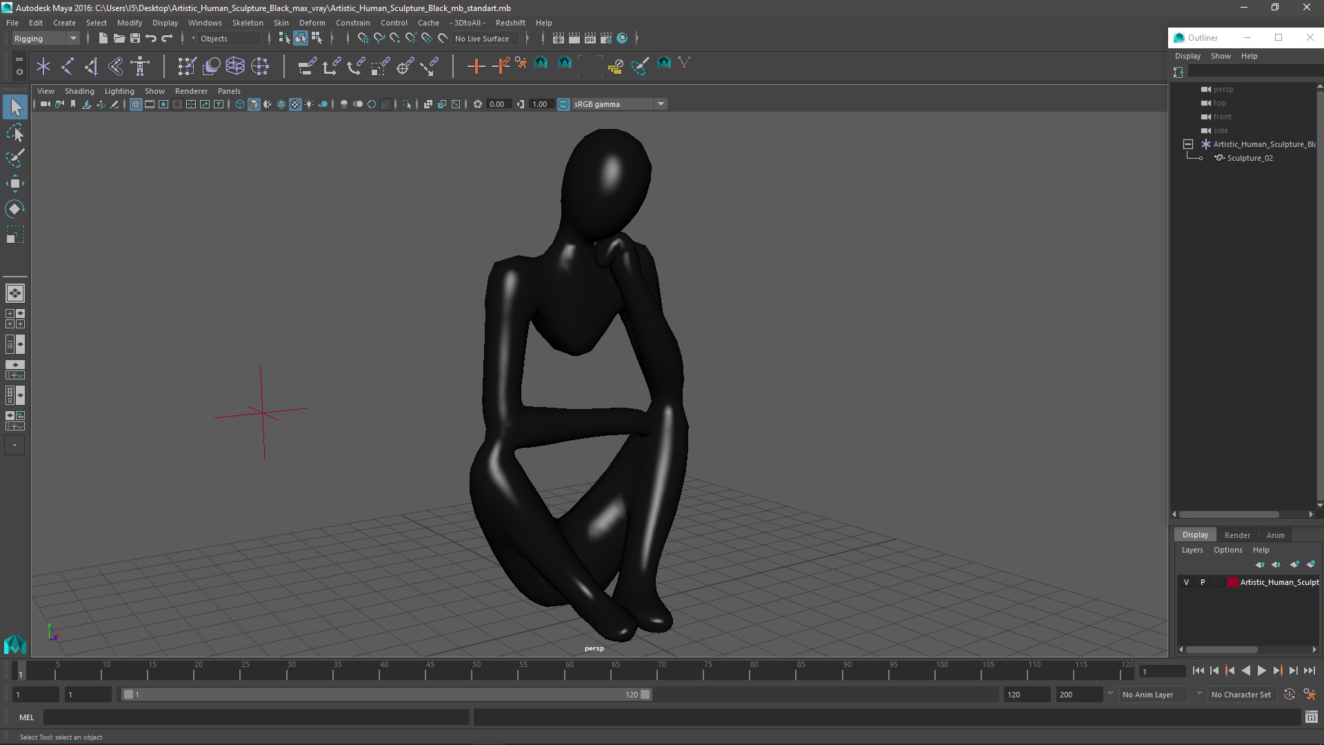 3D model Artistic Human Sculpture Black
