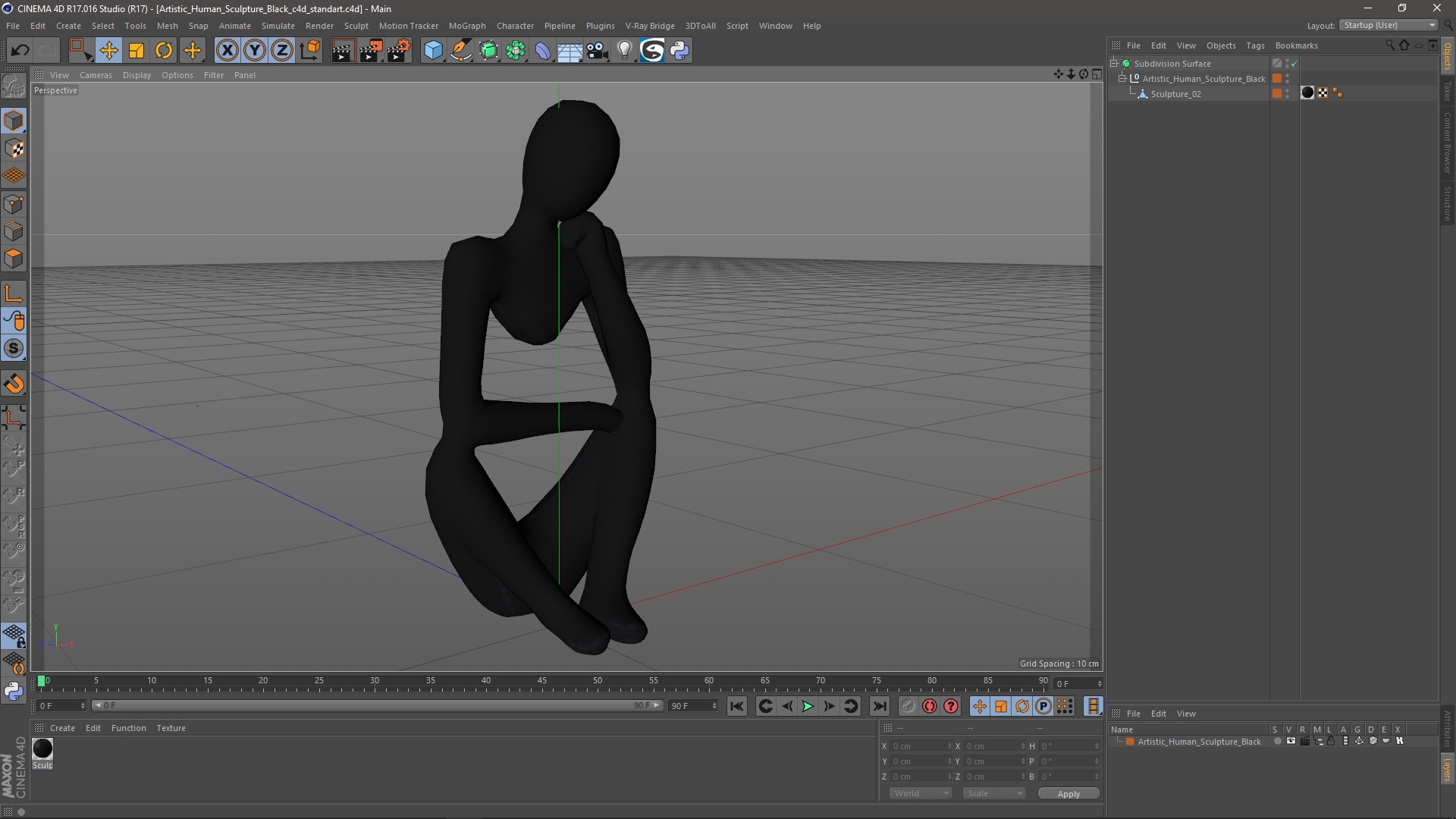 3D model Artistic Human Sculpture Black