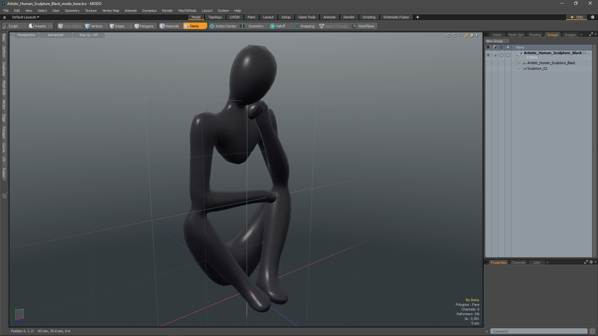 3D model Artistic Human Sculpture Black