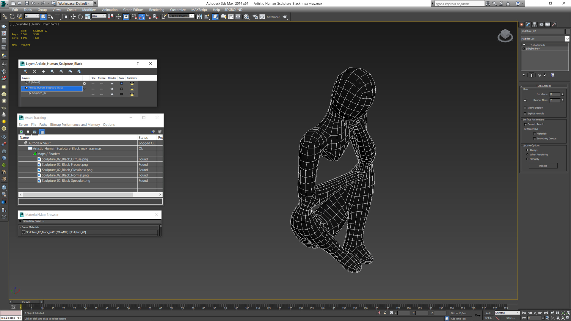 3D model Artistic Human Sculpture Black