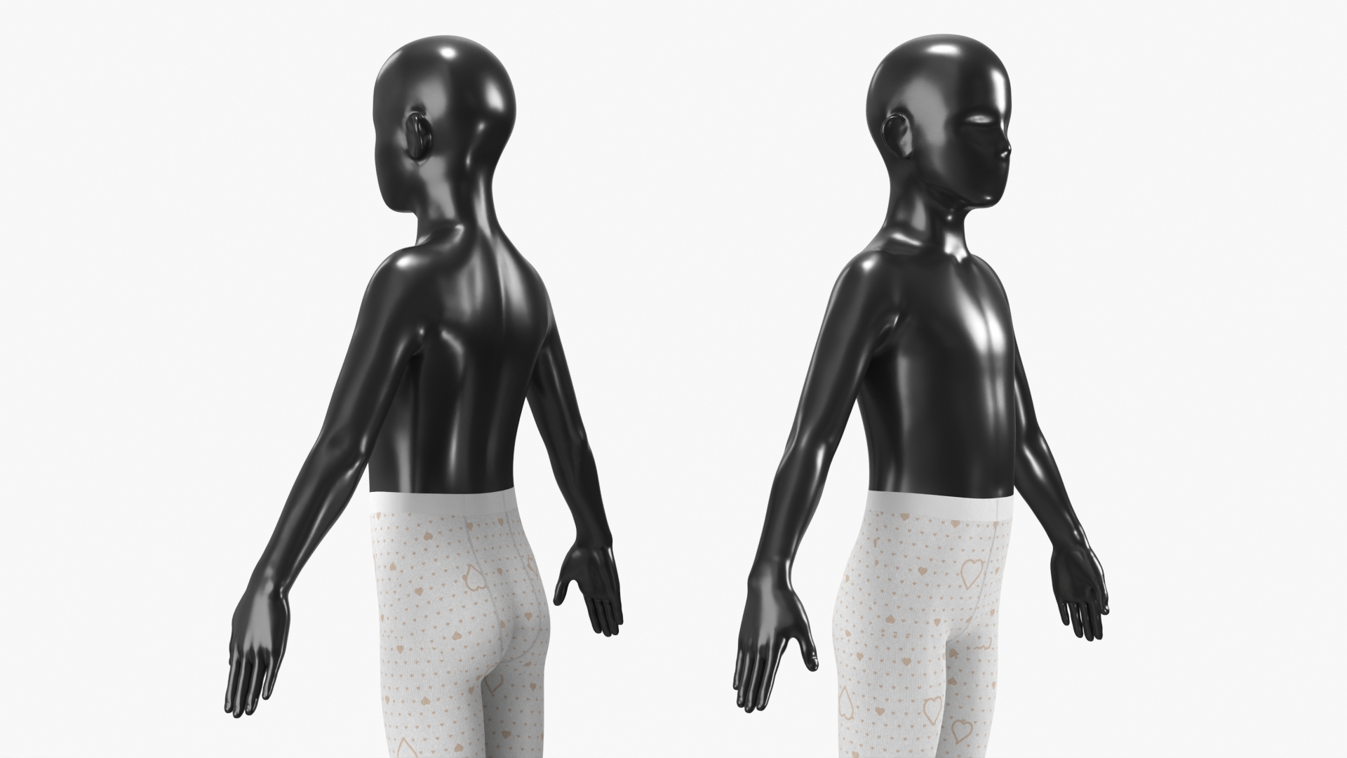 Girls Patterned Tights with Flats on Mannequin White - view 4