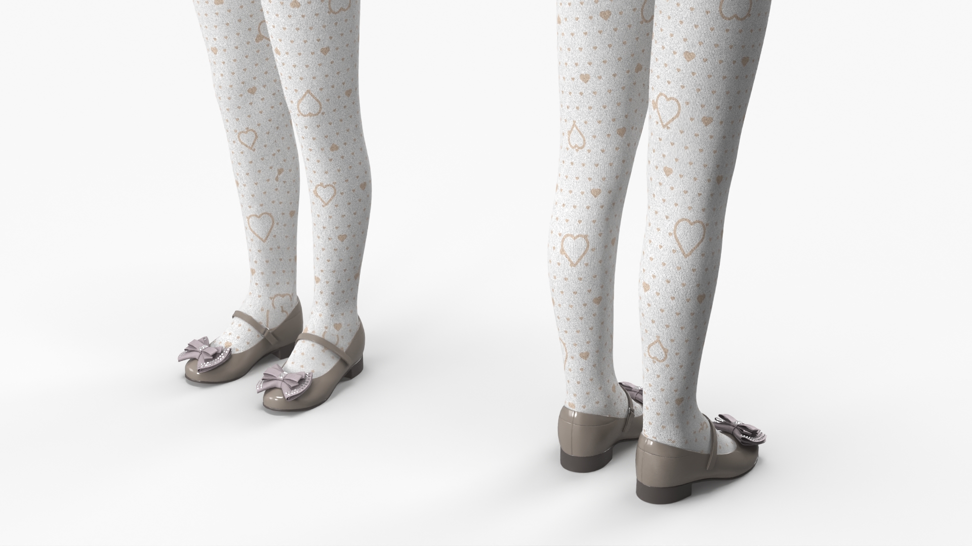 Girls Patterned Tights with Flats on Mannequin White - view 5