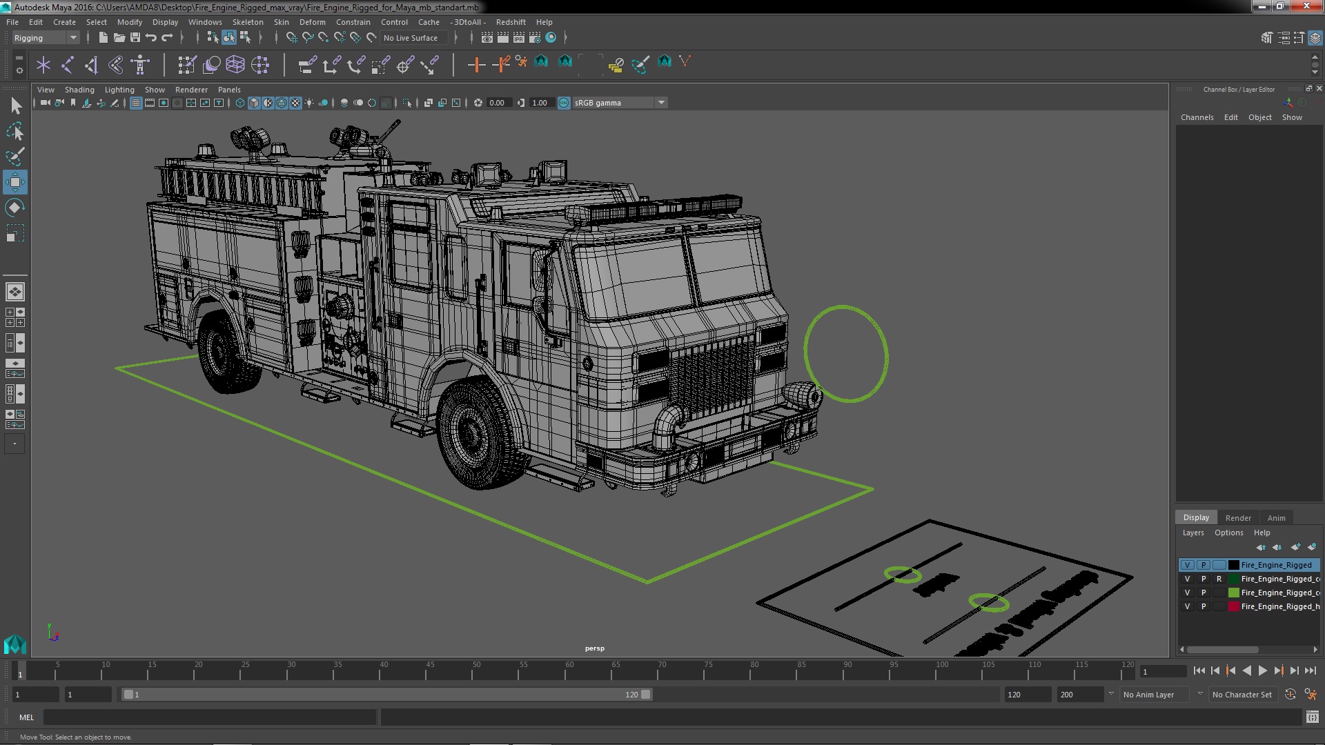 Fire Engine Rigged for Maya 3D
