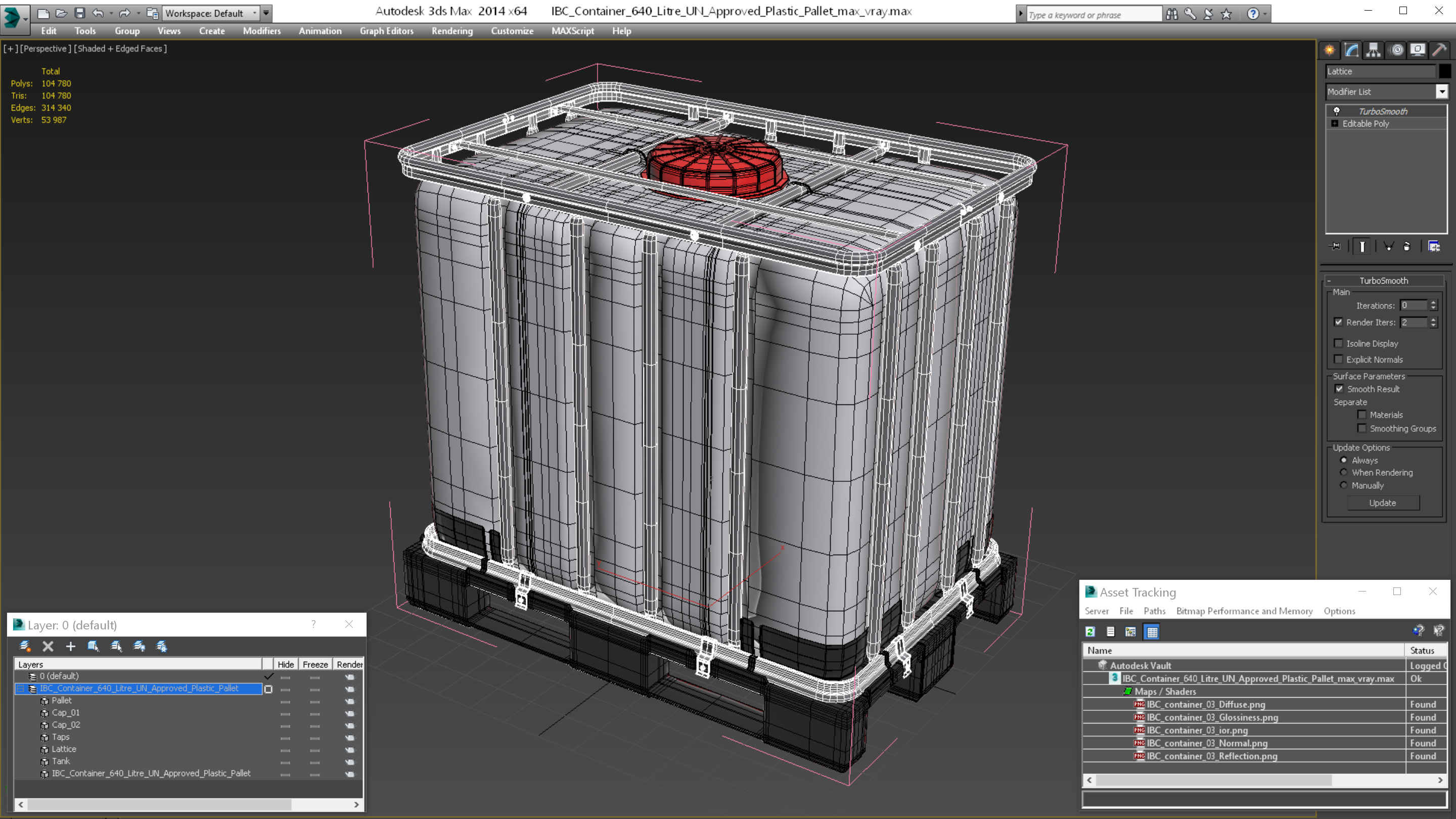 3D model IBC Container 640 Litre UN Approved Plastic Pallet