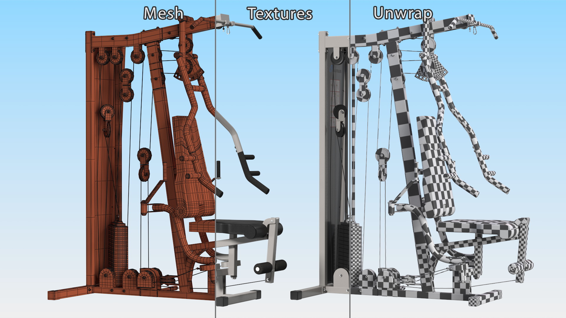 Multifunctional Home Gym Station 3D