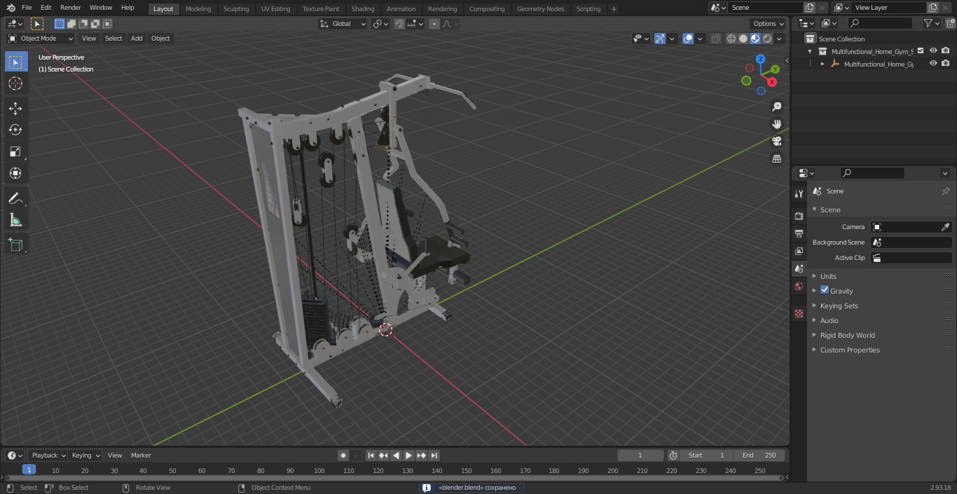 Multifunctional Home Gym Station 3D
