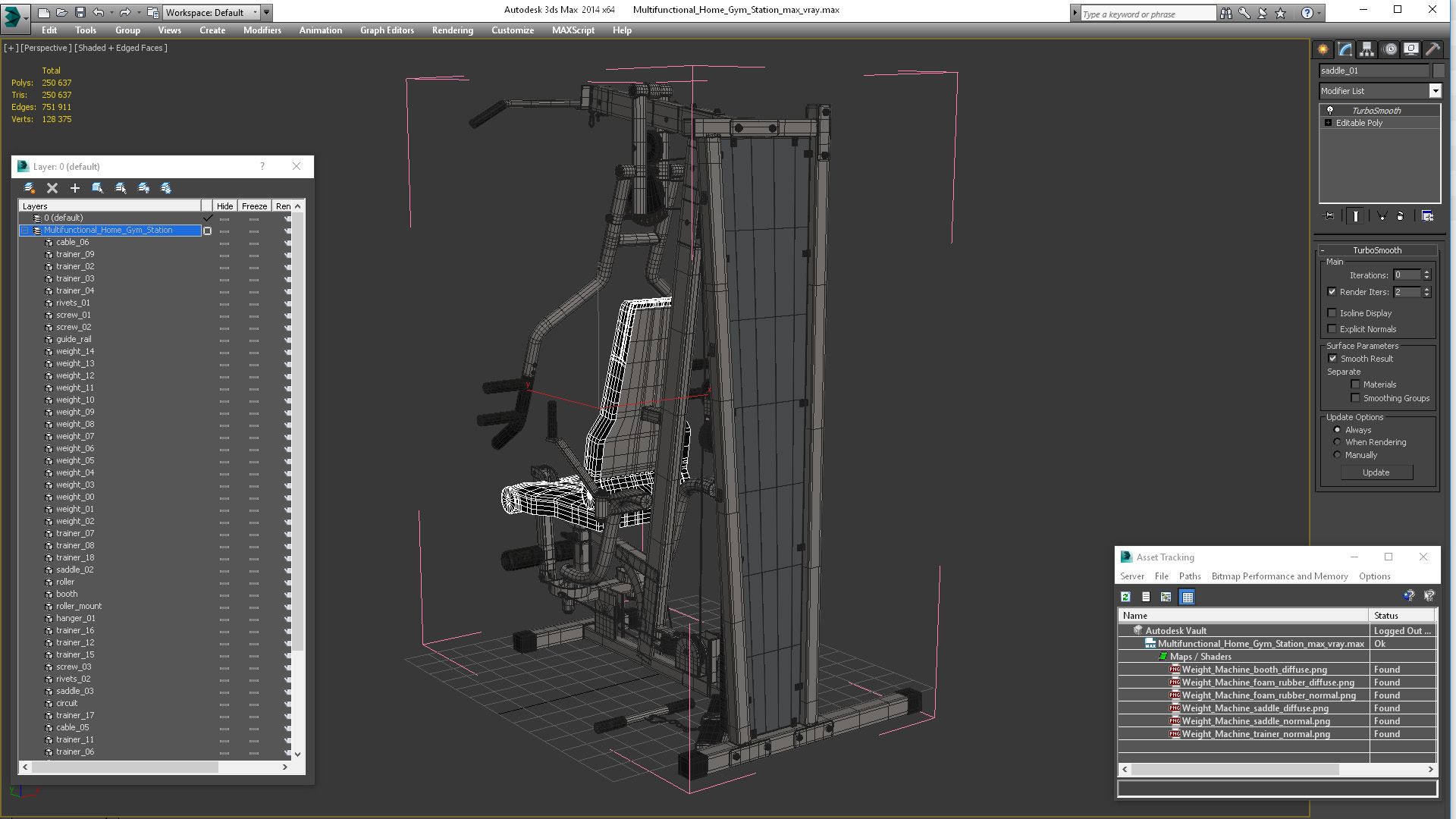 Multifunctional Home Gym Station 3D