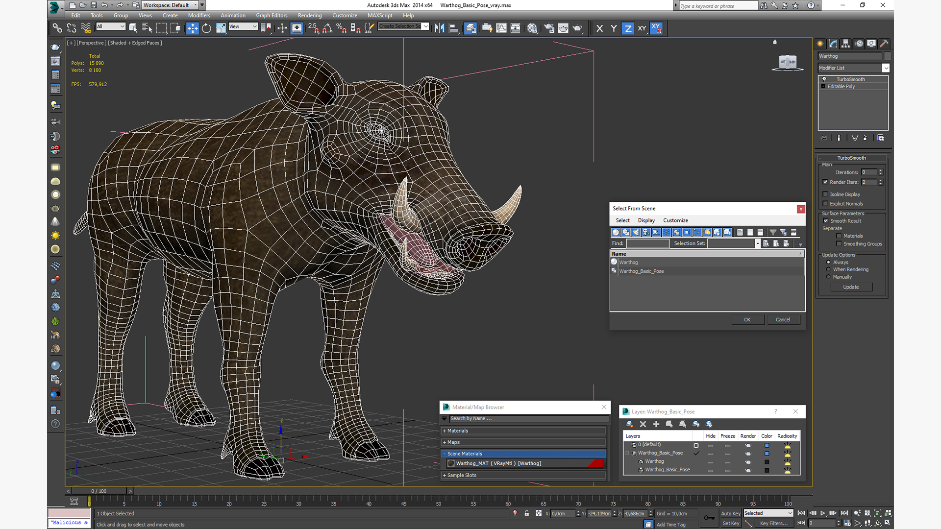 3D Warthog Basic Pose model
