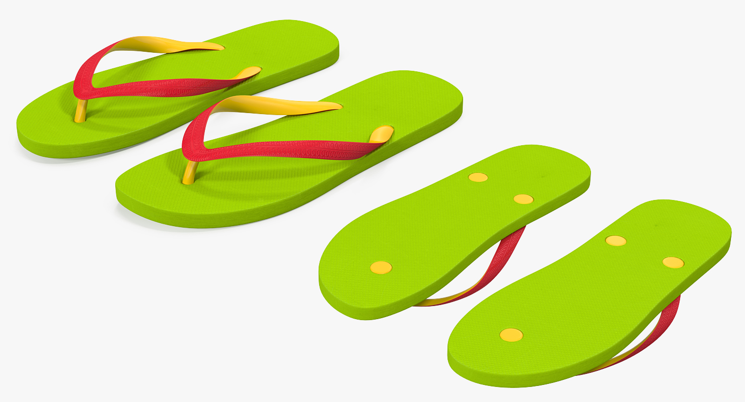 3D Slim Flip Flops Green