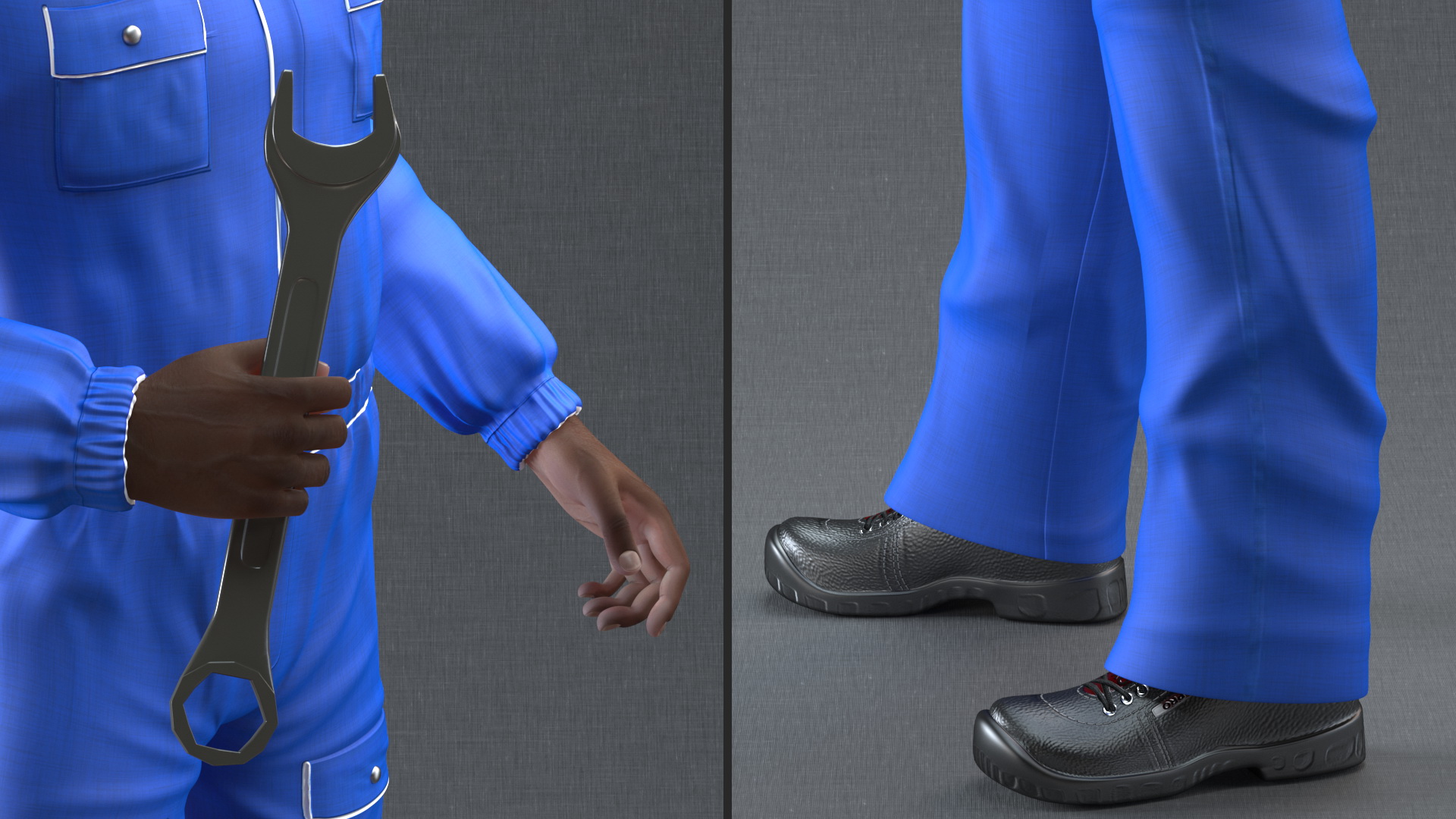 3D Dark Skin Black Car Mechanic model
