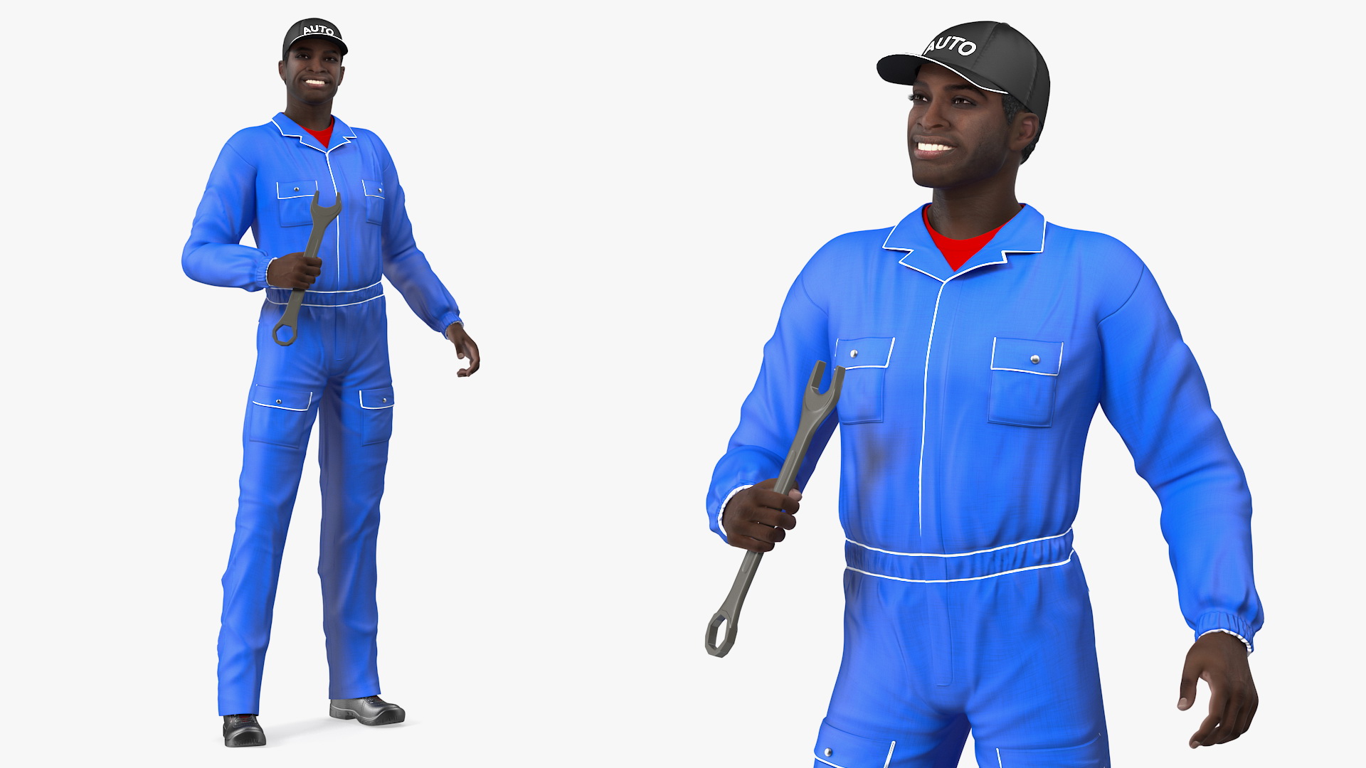 3D Dark Skin Black Car Mechanic model