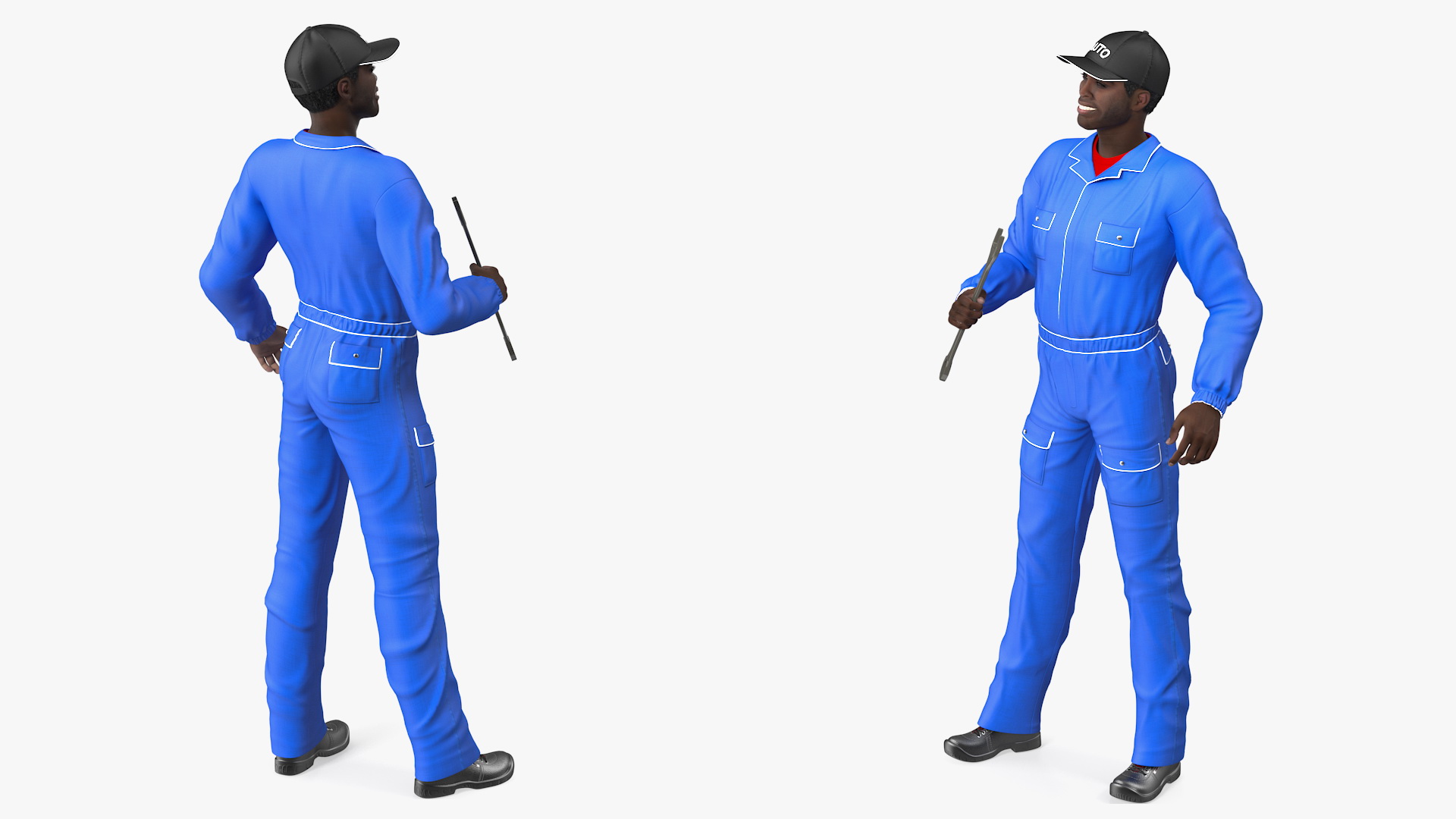 3D Dark Skin Black Car Mechanic model