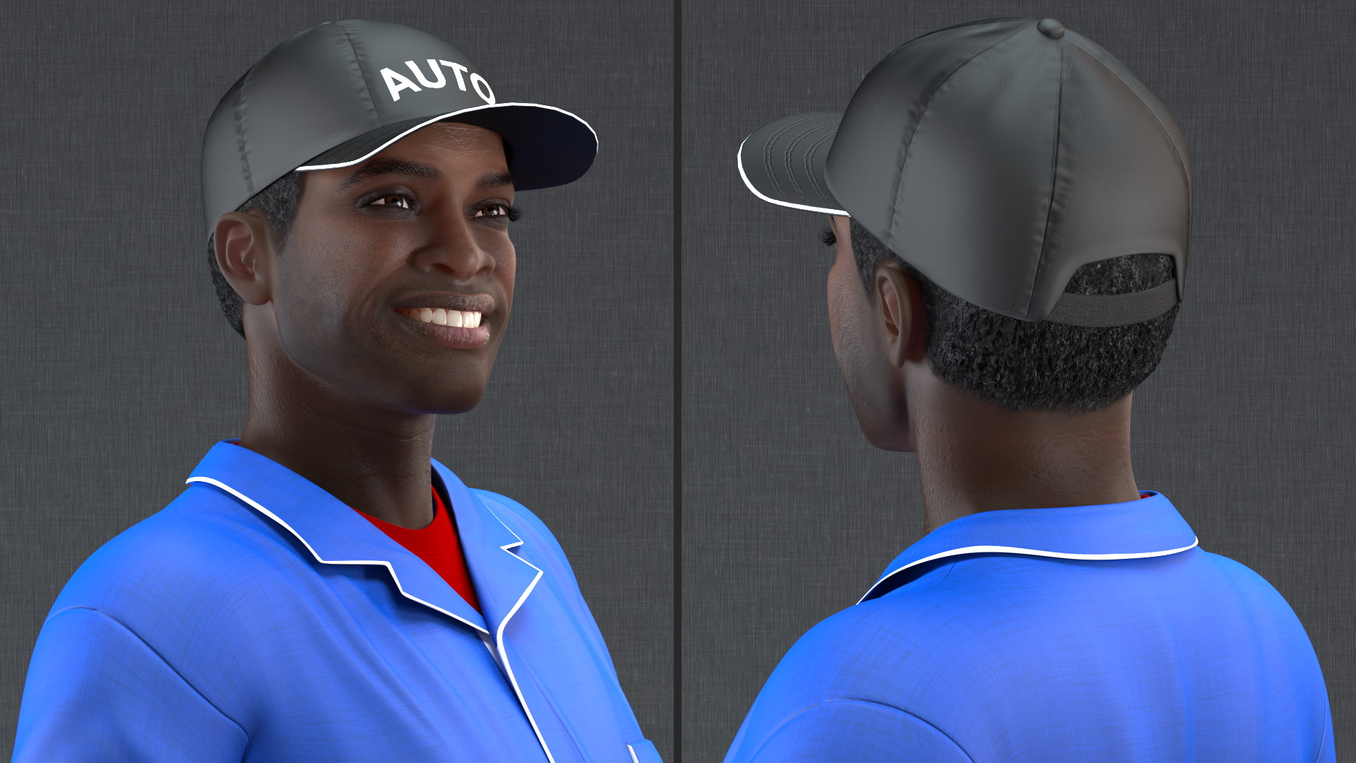 3D Dark Skin Black Car Mechanic model