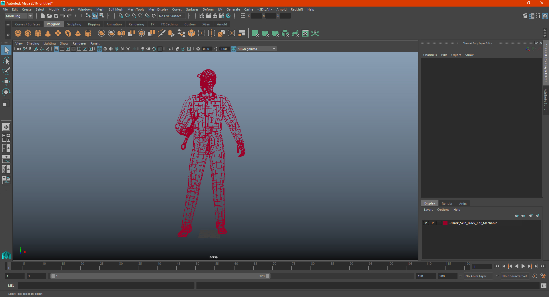 3D Dark Skin Black Car Mechanic model